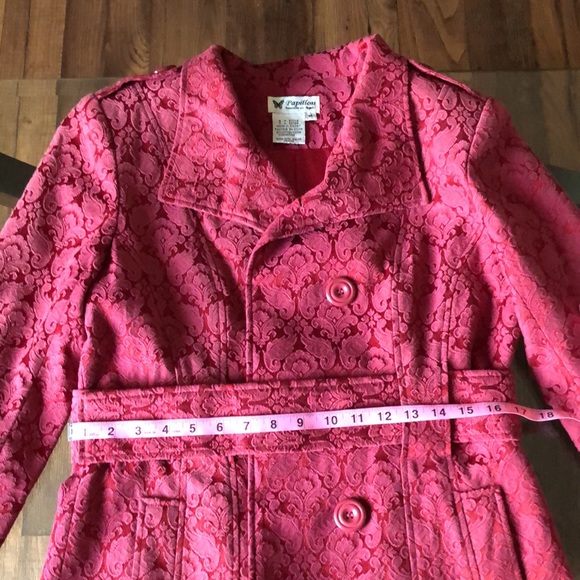 Papillon, Red Double Breasted Trench Coat, Size Small - Picture 7 of 9